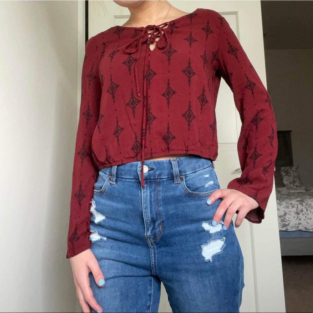 LA Hearts Lace Up Crop Top